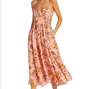 ZIMMERMANN Floral Rosa Linen Midi Dress, Size 0 (US 4). So flattering.